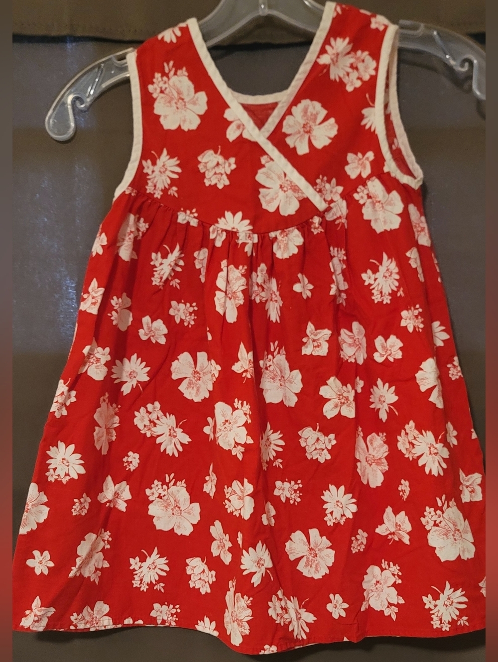 BONNIE JEAN Red Floral Dress Size 6 Cotton Summer Party - Picture 4 of 8